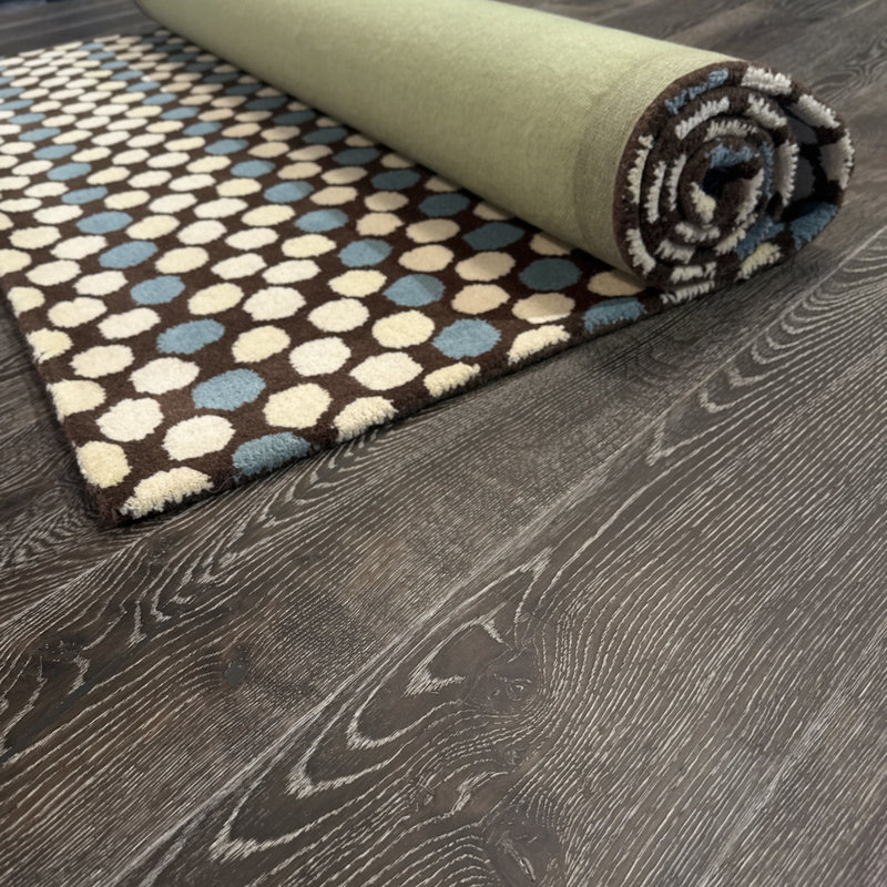 Tapis en laine à motif de cercles géométriques à motif géométrique Mid-Century touffeté à la main Ailey Authentic