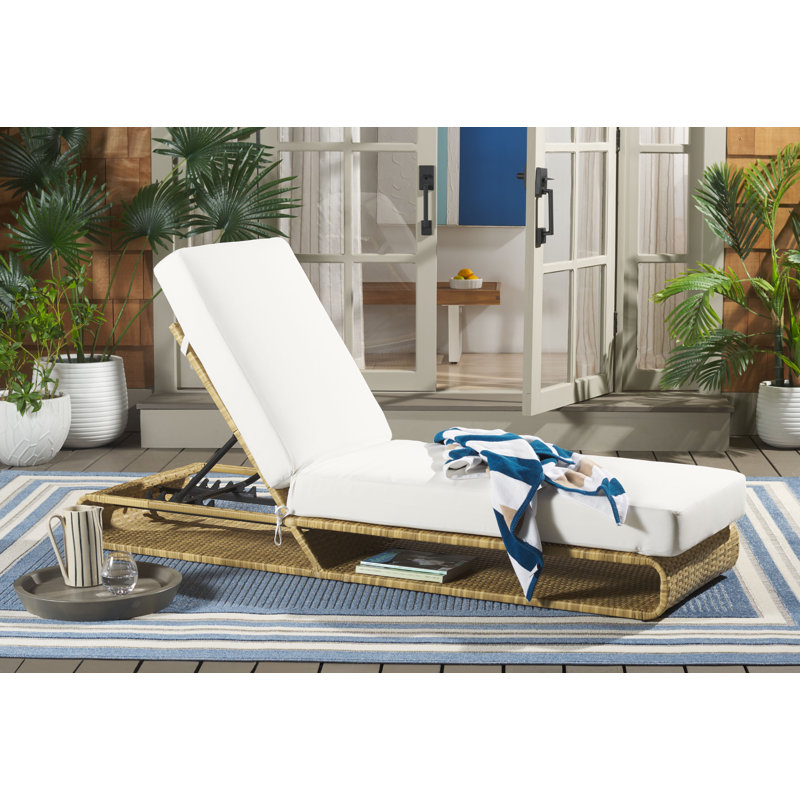 Chaise longue Tullahoma, Naturel, Blanc