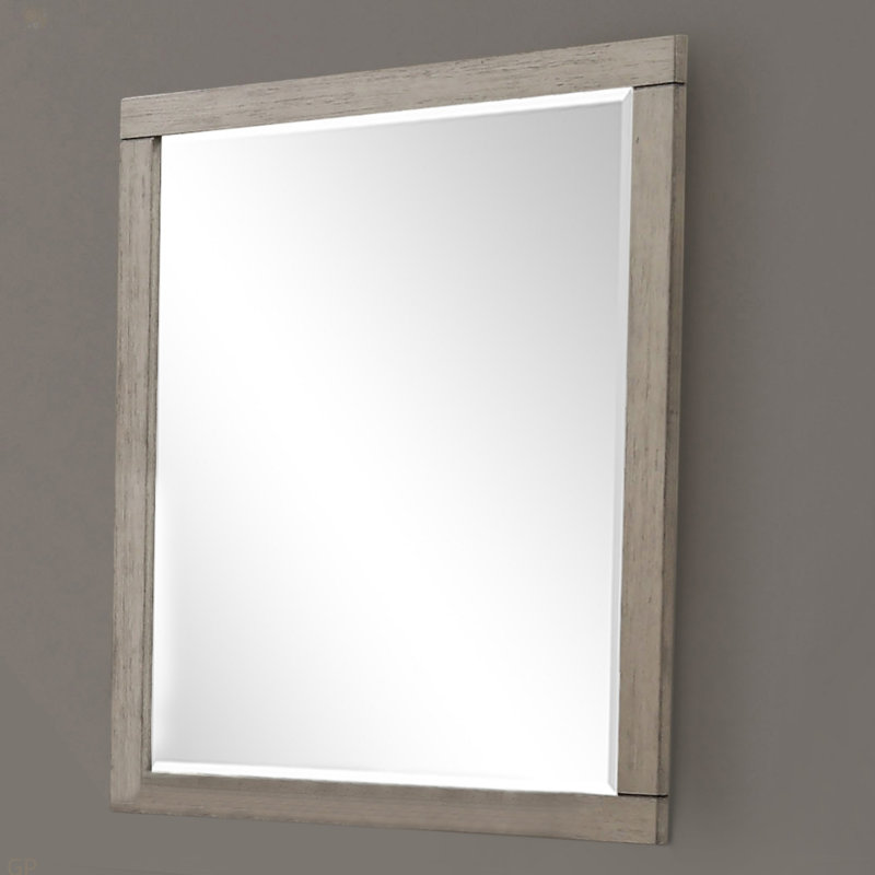 Miroir de commode, Gris clair, Rectangulaire, 38,03 po x 36,03 po