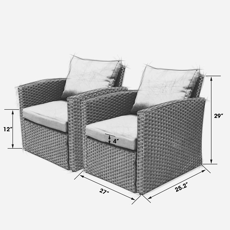 Ensemble de meubles de patio 2 pièces avec coussins Damayia, gris