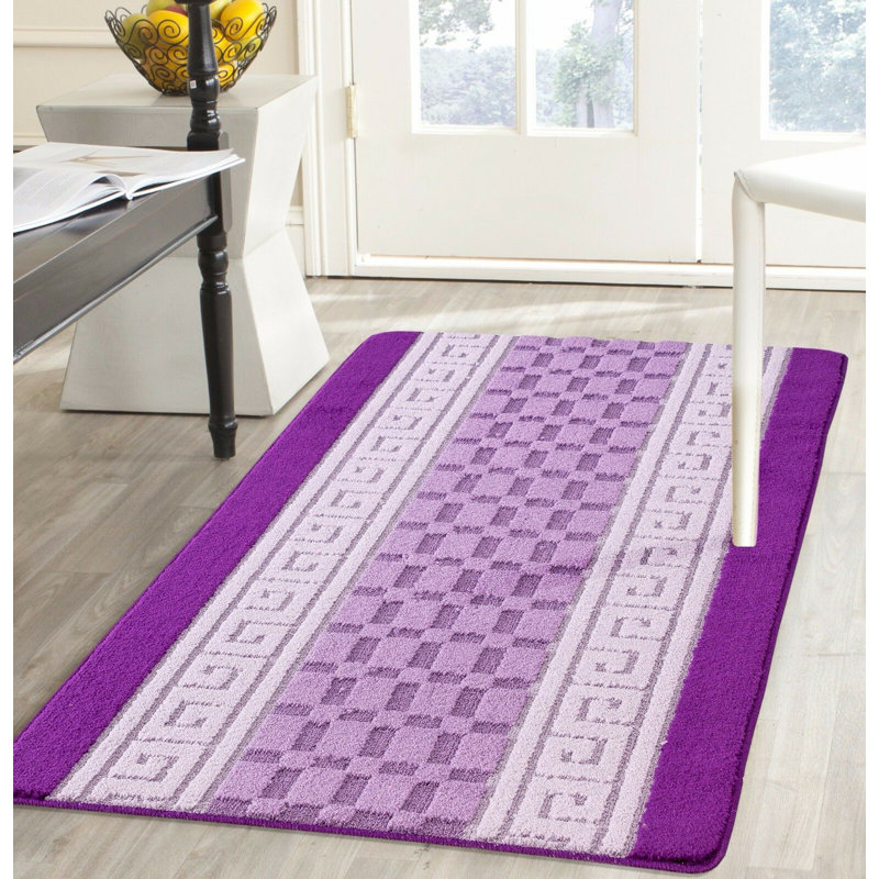 Non-Slip Purple Indoor Area Rug – Washable Large & Small Door Mat, Hallway, Bedroom & Kitchen Floor Mat