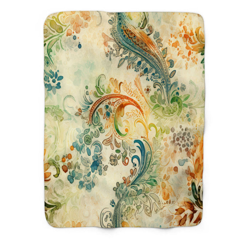Aquarelle rétro - couverture sherpa de qualité supérieure 1 pièce, Lit simple