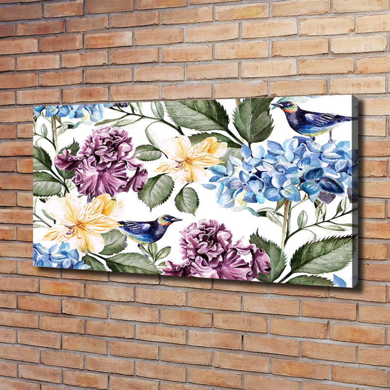 Flowers And Birds - Wrapped Canvas Print