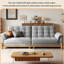 Causeuse 94,49 po en mélange de lin gris avec coussins décoratifs-333054388
