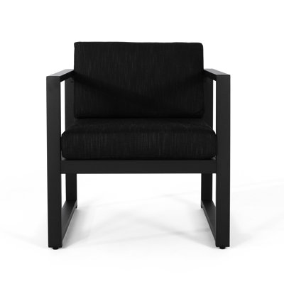 Outdoor Patio Club Chair In Dark Gray Aluminum, And Long-Lasting, Supportive Easy Fabric Cushions, Simple To Store Aluminum , Rust- Stylish, Cushions