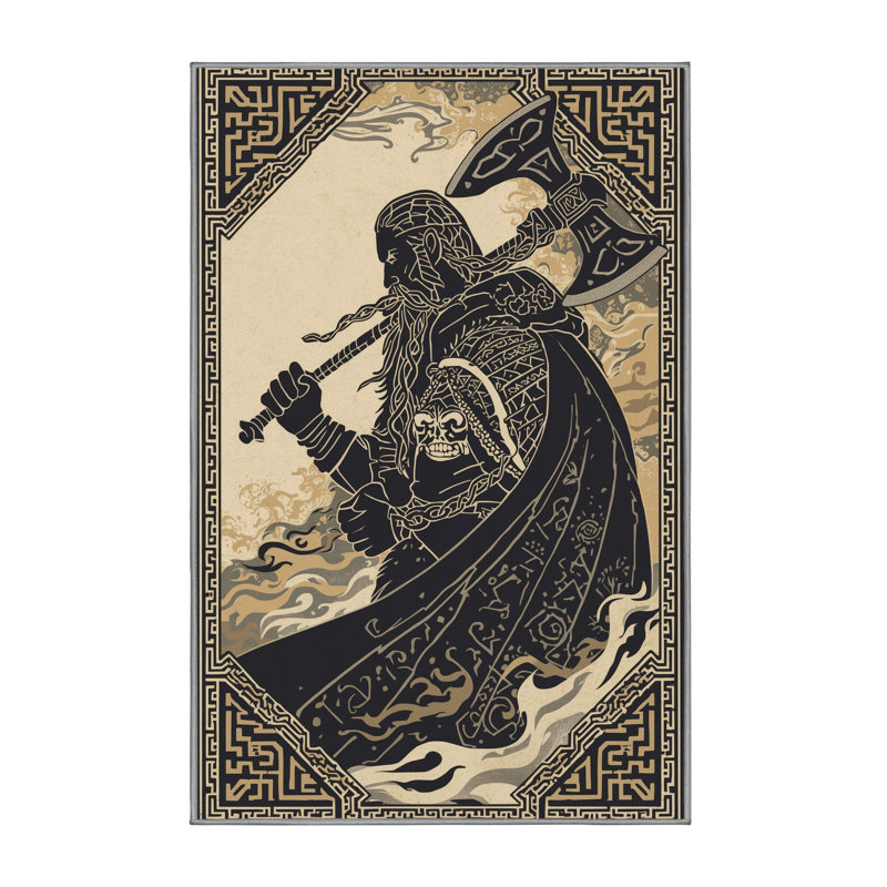 Tapis oriental classique mauve et lavable à la machine Cilegon Skaldic Warrior, 8 x 12