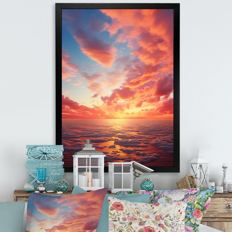 «Tillery Ocean Sunrise» sur toile, Cadre photo noir, H 32 po x l 24 po x P 1 po