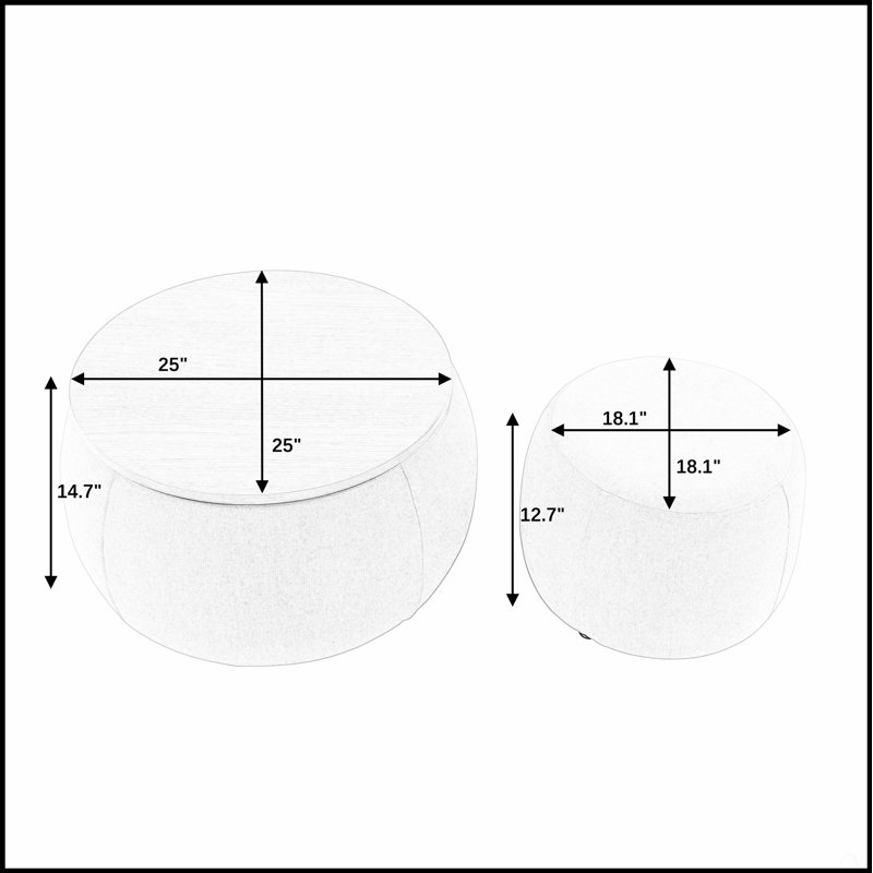 Repose-pieds rond en tissu avec rangement 2 en 1, idéal pour la vie moderne et peu encombrant, vert, Vert