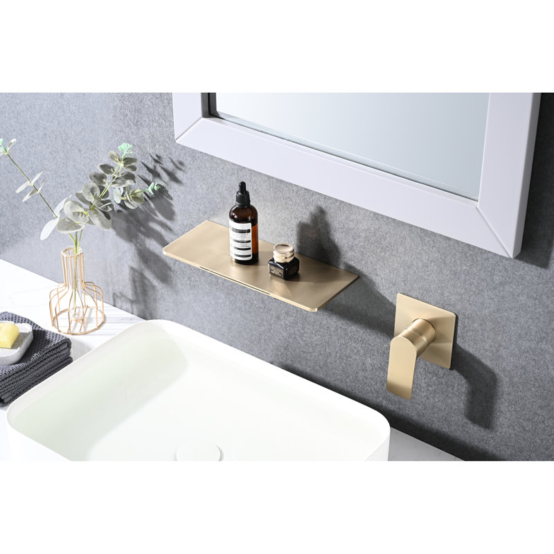 Robinet pour salle de bain mural brossé or - Cascade, robinet d'évier à une poignée avec cascade moderne