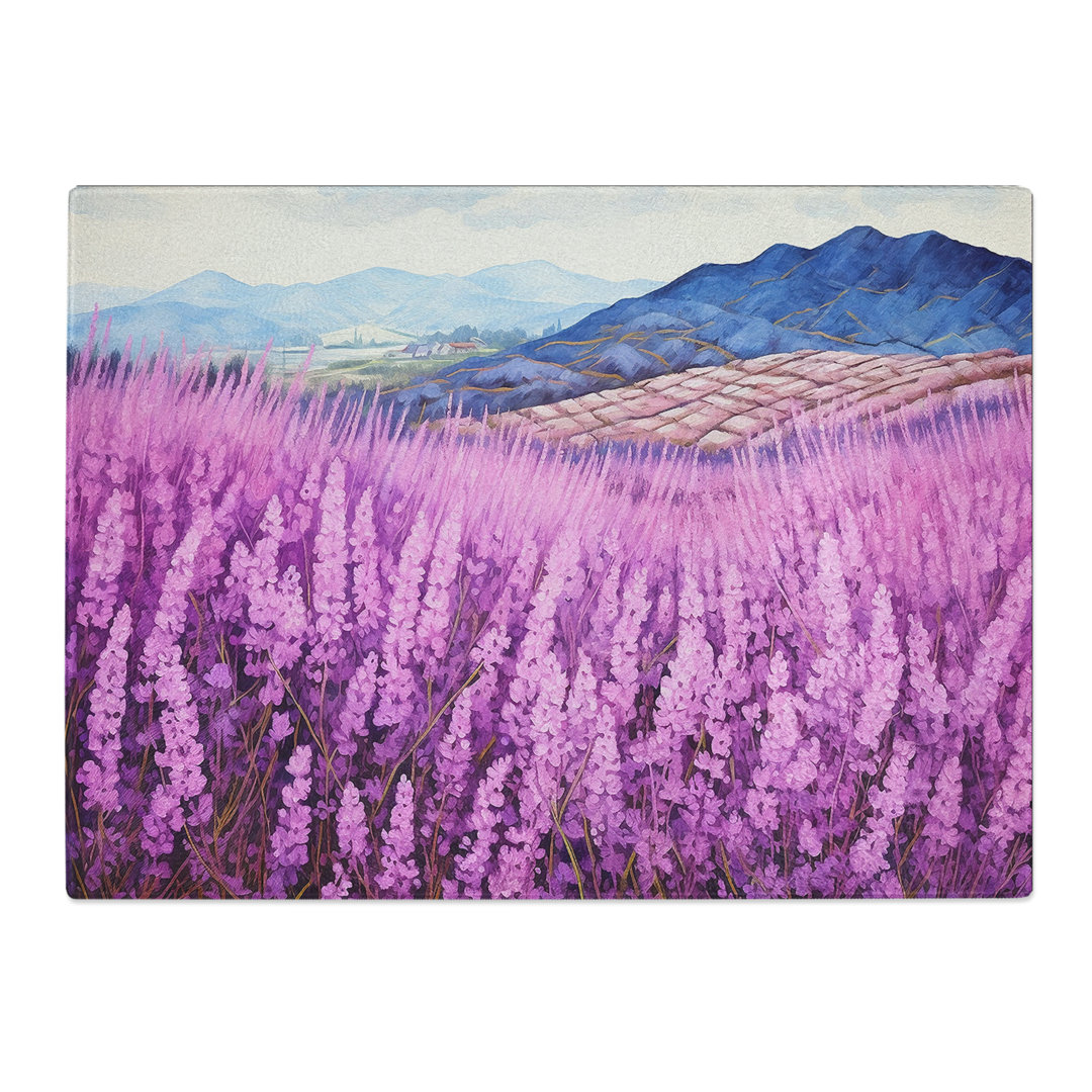 Lavender Flower Colour Field No.2  Glass Chopping Board