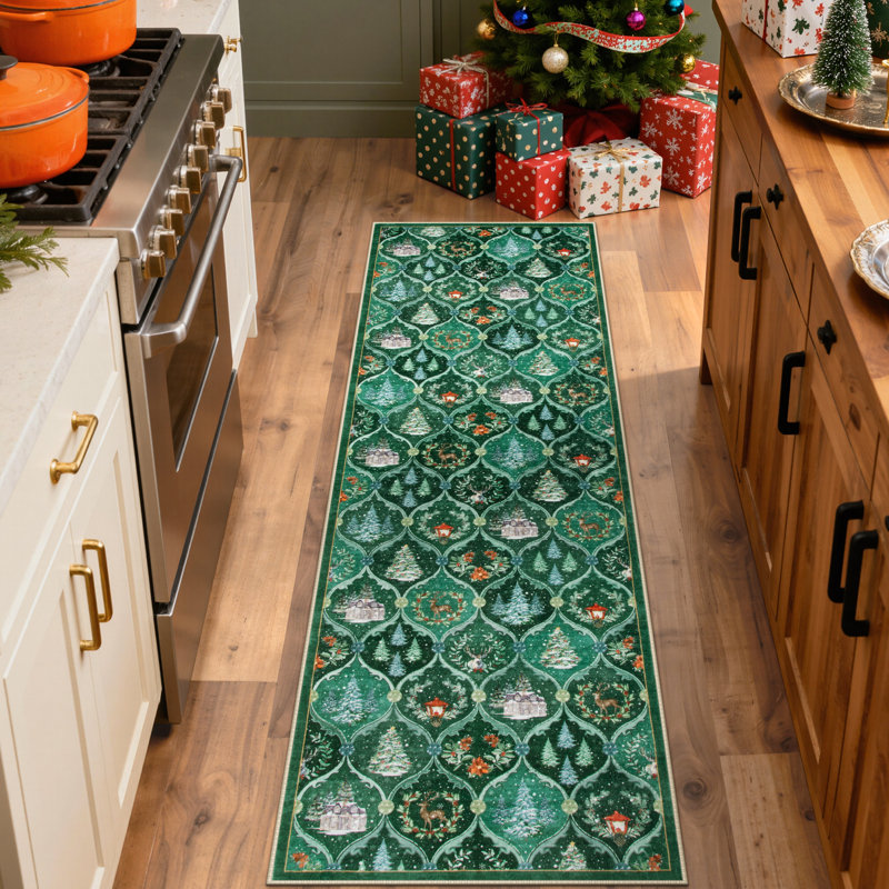 Christmas Non-Slip Christmas Rug, Tapis de couloir 2 pi x 6 pi