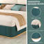 Grand lit plateforme tapissier avec panneau, cadre de lit plateforme avec coins arrondis doux anti-collision, stable et solide, aucun sommier tapissier requis, assemblage facile, vert-611129733-611129732