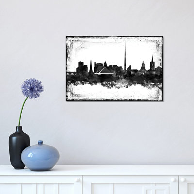 Dublin Black And White Film by WallDecorAddict - Wrapped Canvas Print