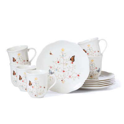 Service de vaisselle en porcelaine 12 pièces Butterfly Meadow Seasonal pour 6