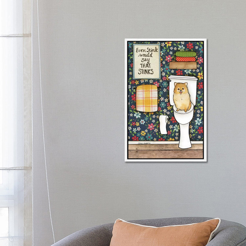 That Stinks by Jamie Morath - Print on Canvas, 66.04cm H x 45.72cm W x 3.81cm D, White Floater Framed
