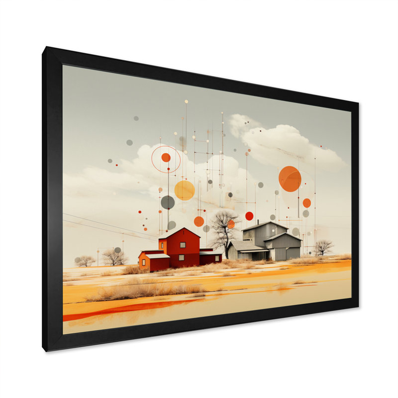 Prairies Bliss géométrique - décoration murale moderne, H 16 po x l 32 po x P 1 po, Cadre photo noir