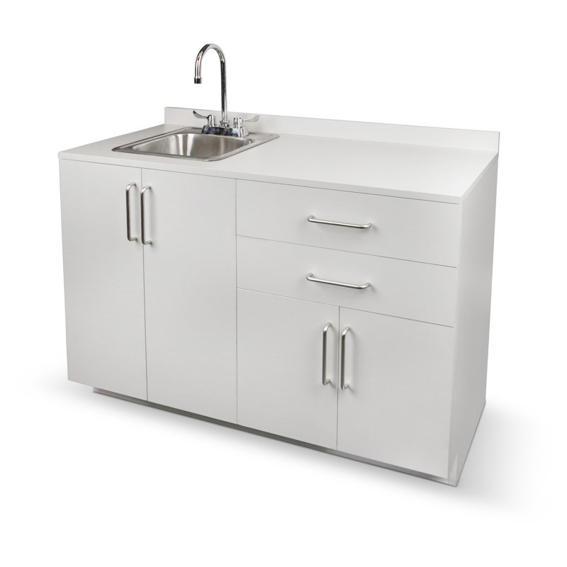 Meuble de cuisine médical bas à monter soi-même, 122 cm (48 po) de long, avec évier à gauche., 36.32" W x 48" H