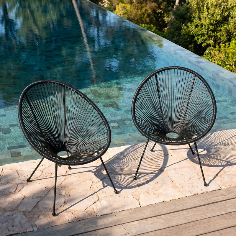 Chaise d'extérieur en tissu hamac Levon, Noir