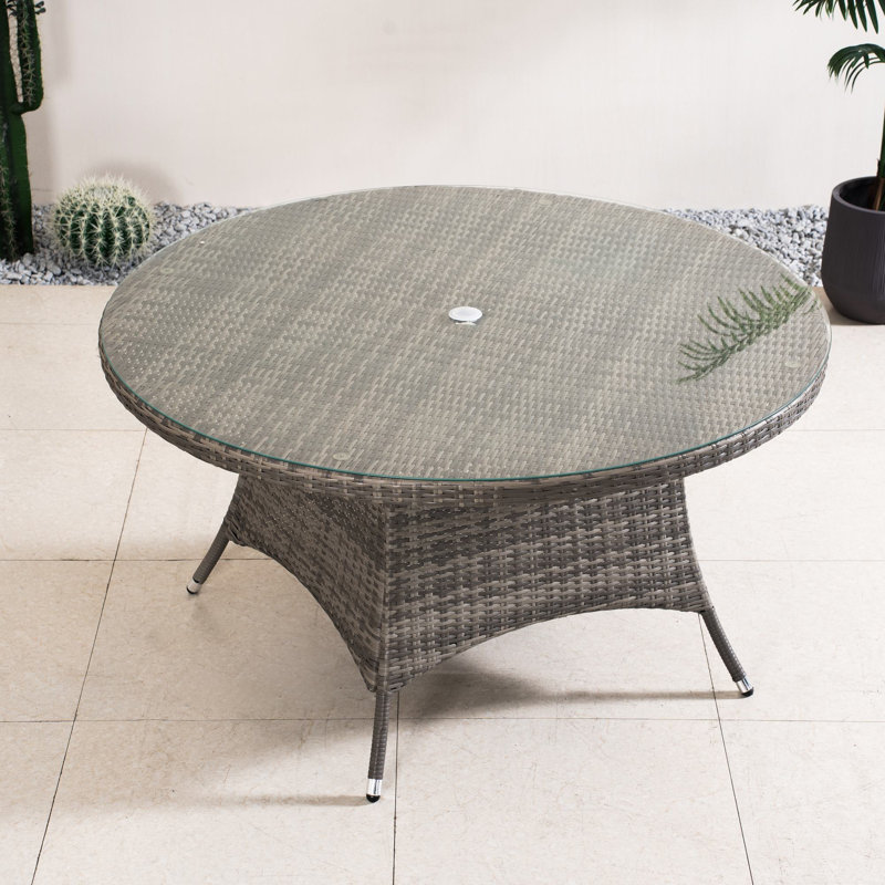 Momoyo Round Metal Outdoor Dining Table With Umbrella Hole , 53.15'' in. W 53.15'' in. D