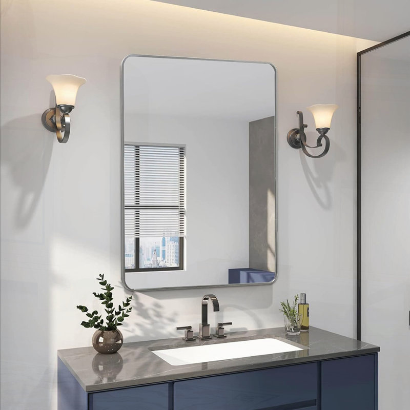 Miroir de salle de bain, Argent argent, 36 po x 24 po