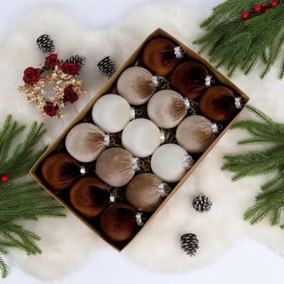 15 pièces de boules de Noël en velours en vrac pour la décoration d'arbres de Noël