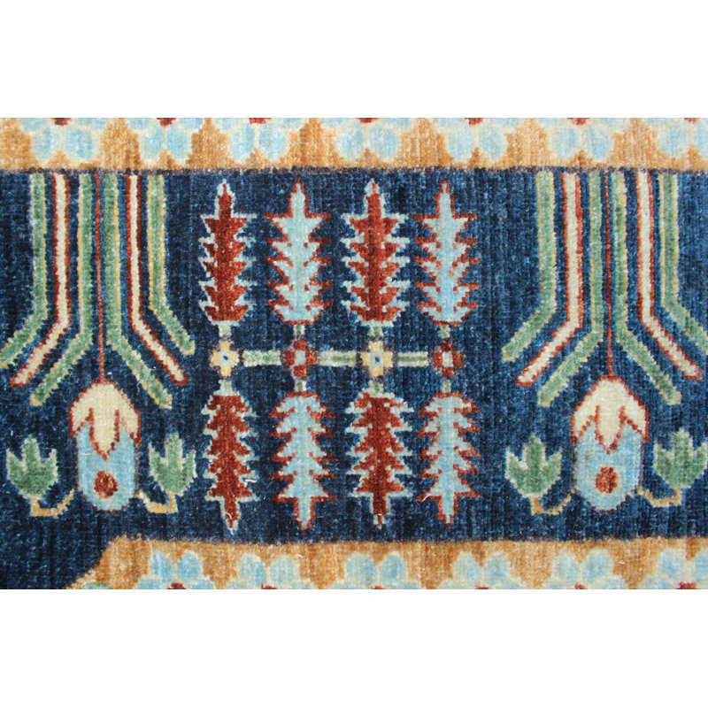 Tapis à main one-of-kind noué la blue 9 pi 0 x 12 pi 3 laine area Altom