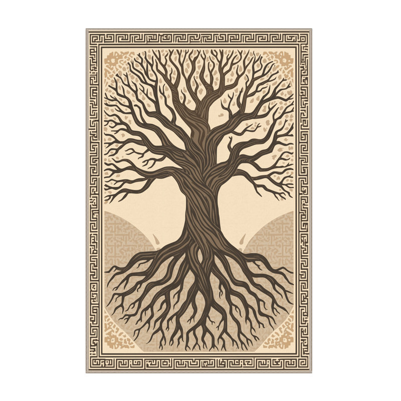 Tapis d'inspiration mondiale Zack lavable à la machine en brun - reliure beige, 4 x 2