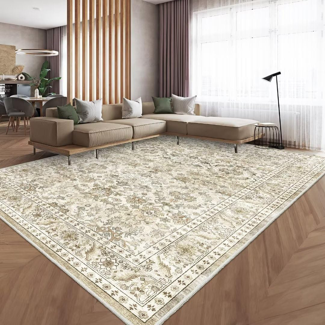 Machine Washable Rug - Vintage Design Area Rugs With Non Slip Rugs For Living Room Bedroom Floral Print Rug Carpet Stain Resistant, Home Decor Office Area Rug