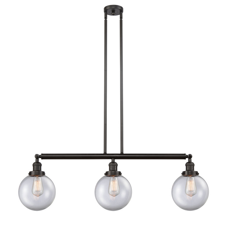 Albanie 3 - Light Kitchen Island Pendant, Oil Rubbed Bronze, Clear, No Bulb Included
