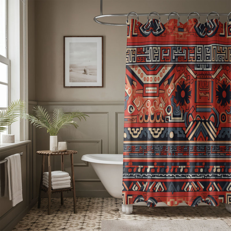 Motifs Indigènes - Rideau de douche Premium, H 74 po x l 71 po