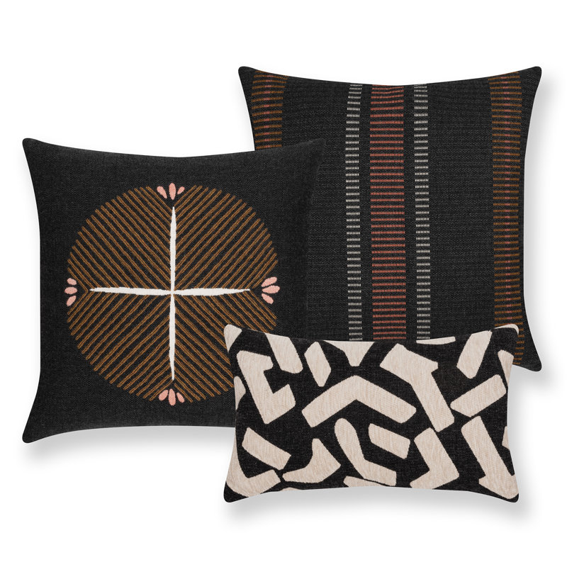 Journey Throw Square Indoor/Outdoor Pillow Cover & Insert by Elaine Smith, Earth Striped, 20"H X 20"W, Polyester