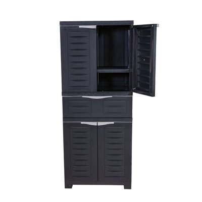 Armoire de rangement avec 2 tablettes réglables et tiroir central