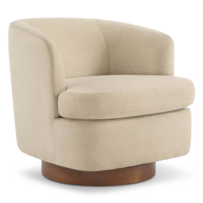 Billingslee 30'' W Swivel Barrel Accent Chair, White