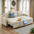 L-Shaped Corner Couch Upholstered Pull Out Sectional Sofa with Storage Chaise, Convertible Sleeper-534804988