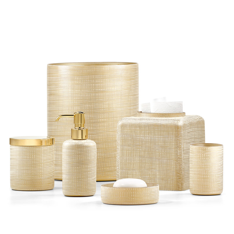 Woven Glass Toothbrush Holder, Gold