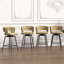 Ensemble de 4 tabourets de bar 28 po en cuir tressé en cuir technique avec pieds noirs, pas d'îlot de cuisine réglable, 360 tabourets de bar pivotants avec repose-pieds-801874835