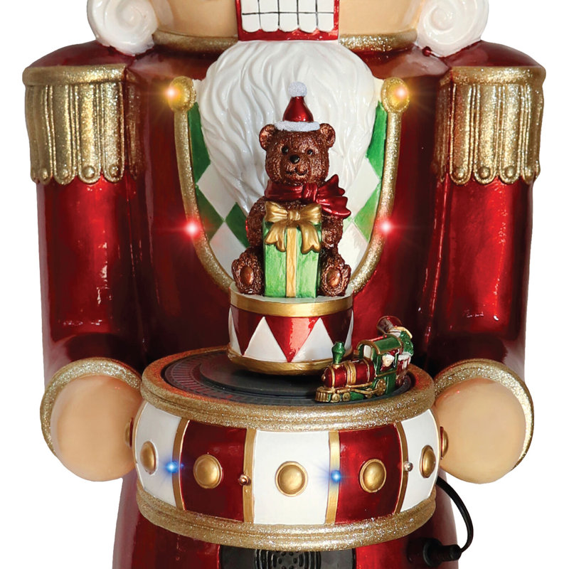 Fraser Hill Farm 4-Ft. Metallic Nutcracker Statue with LED Lights and Music