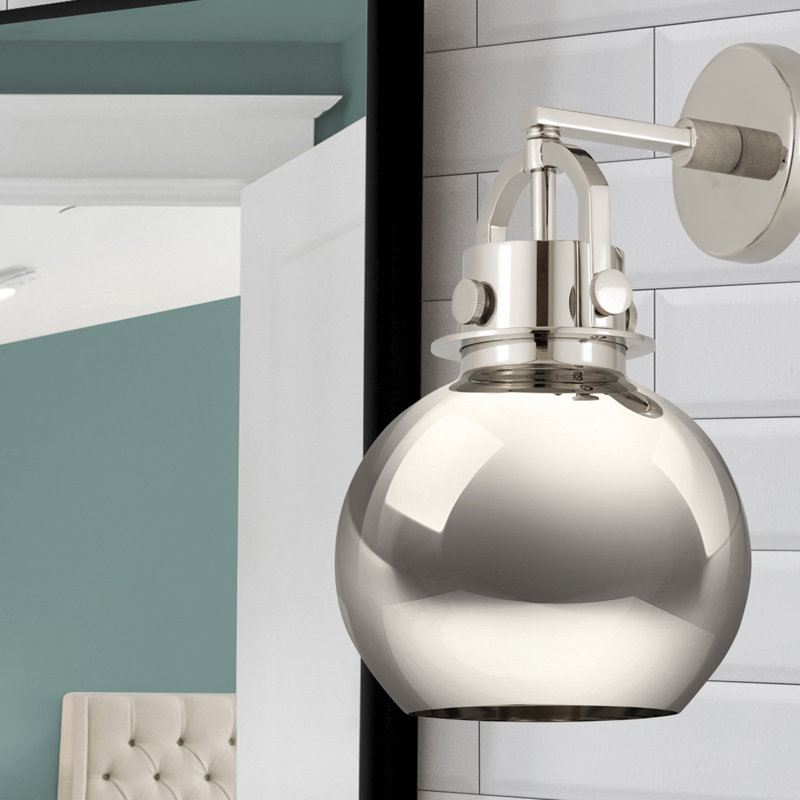 Aunson Steel Armed Sconce, Polished Nickel