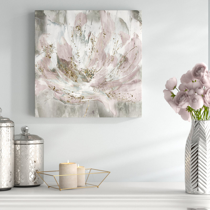 Peinture 'Blush Flower Power', Toile tendue, H 24 po x l 24 po x 1,5 po