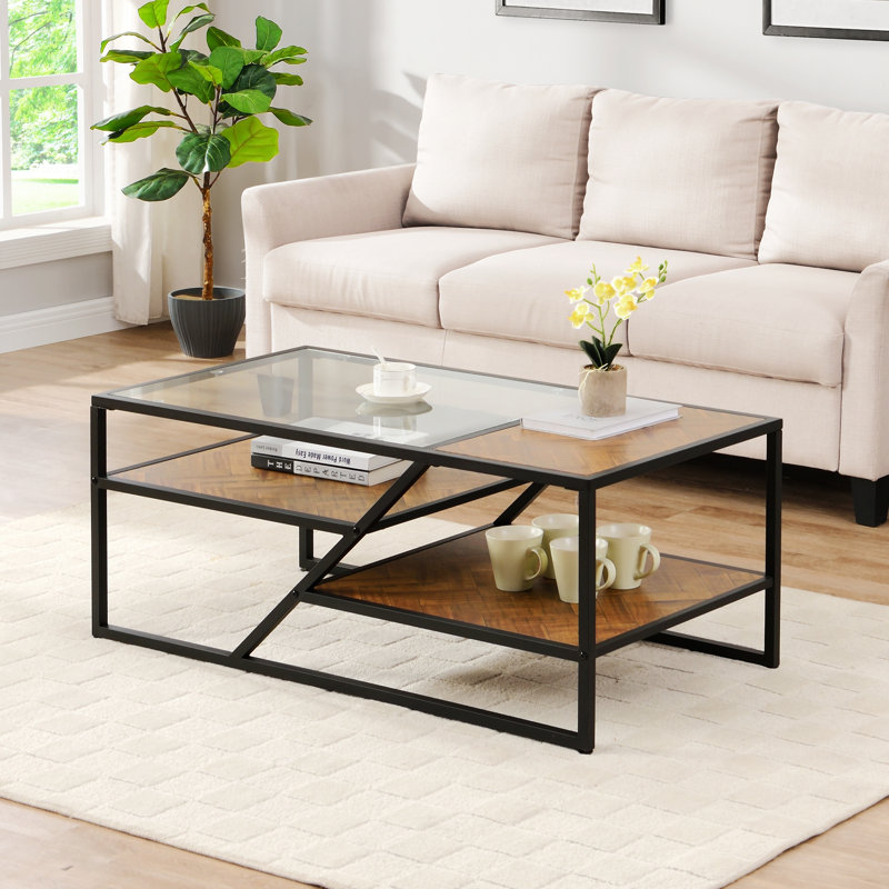 Table basse Alekya, Brun, Noir, H 17,94 po x L 43,34 po x l 21,68 po