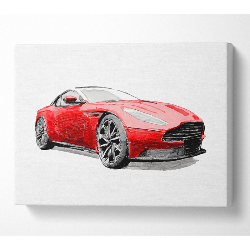 Maserati Red Drawing - Wrapped Canvas Print, 66cm H x 106.6cm W x 10cm D
