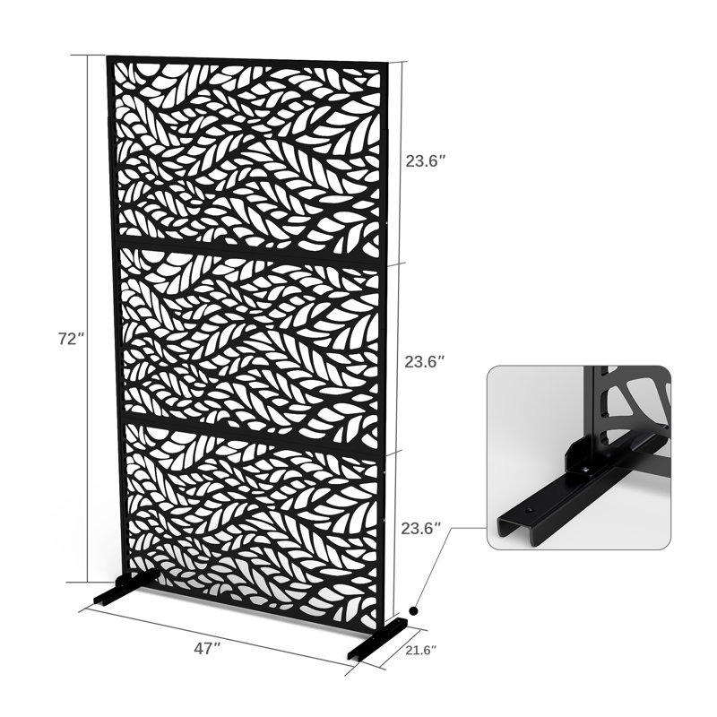 Panneau de clôture en métal 72,5 po x 47,5 po, Noir, noir, noir, noir