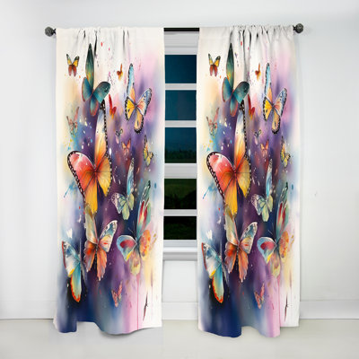 Rideaux en velours mauve - 1 papillon