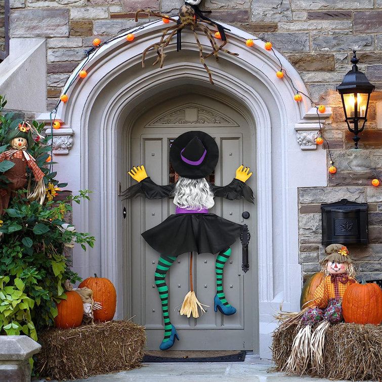Large Crashing Witch Halloween Decorations(63 H), Crashing Witch Into  Tree, Outdoor Indoor Crashed Witch Props Halloween Hanging Decorations