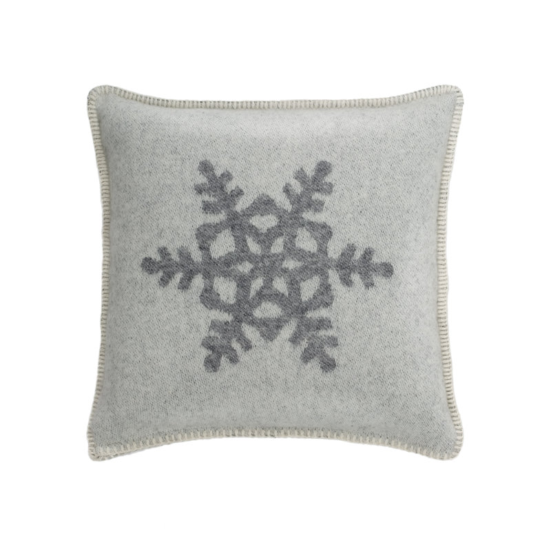 Snowflake Wool Cushion Cover, Soft Grey