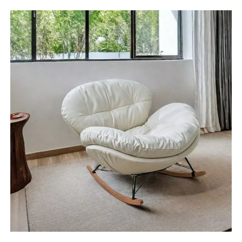 Chaise berçante coquille d'œuf, Blanc / Blanc