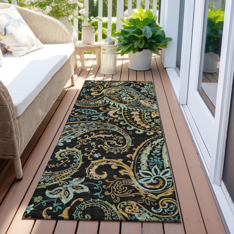 Tapis intérieur / extérieur Kinslee, Tapis de couloir 2 pi 3 po x 7 pi 6 po