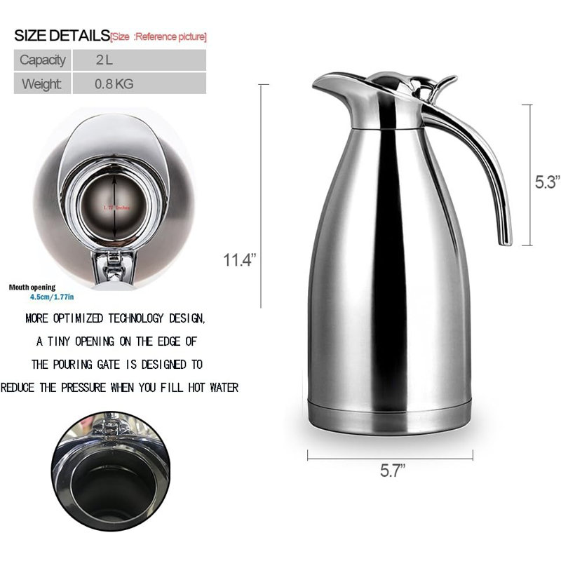 Carafe thermique en acier inoxydable 68 oz