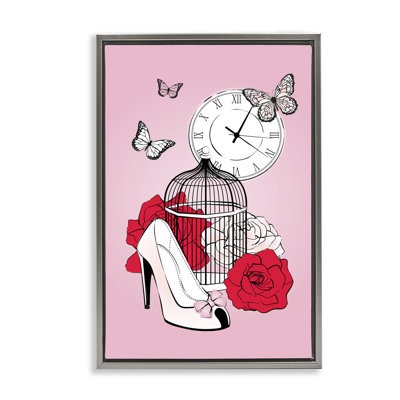 Romantic Bird Cage Framed Floater Canvas by Martina Pavlova
