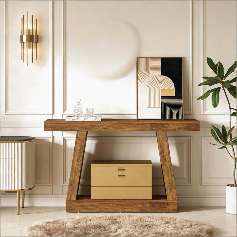 Dual-Tier Entryway Table with Thickened Top